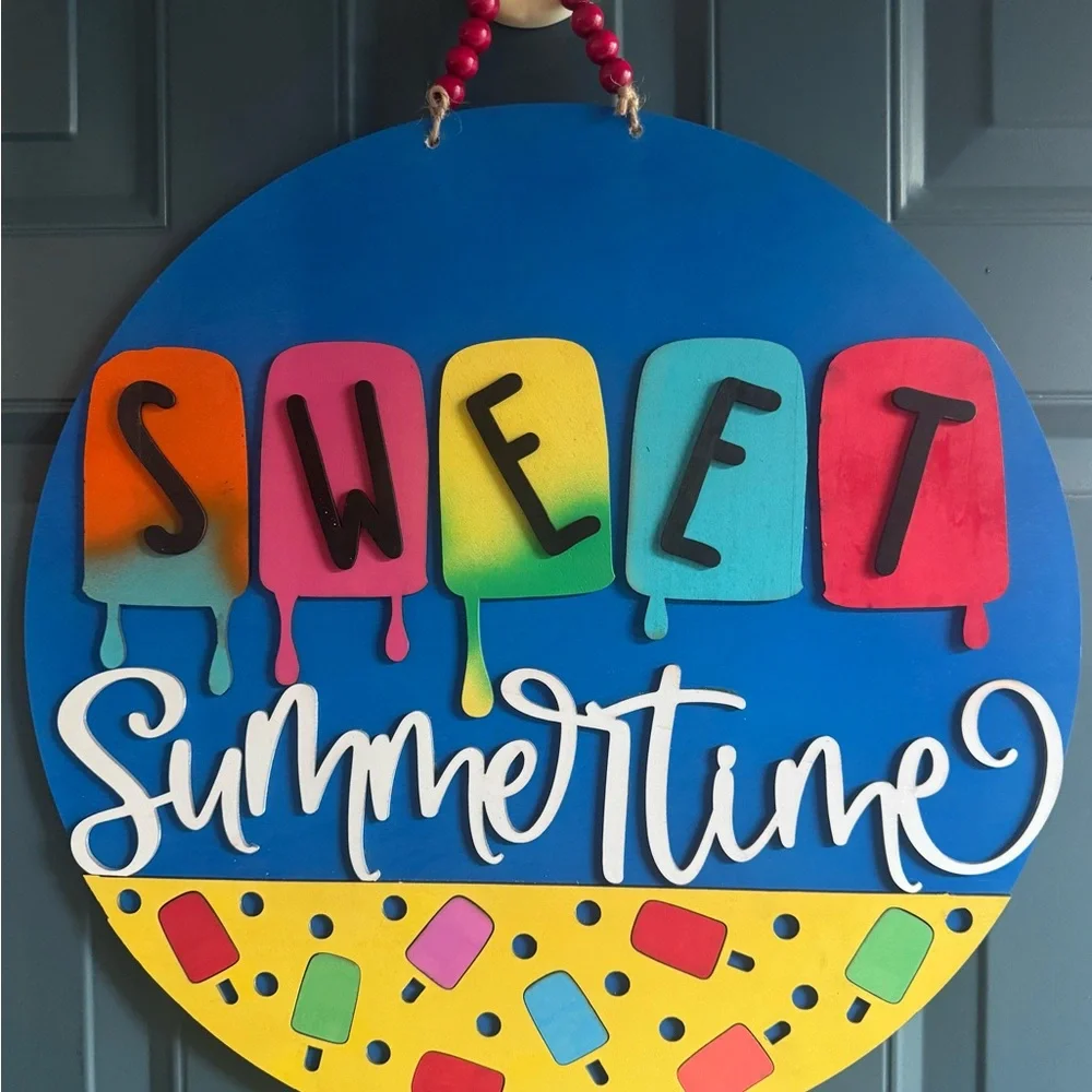 Sweet Summertime Popsicle Wall Sign - Blue & Multicolor